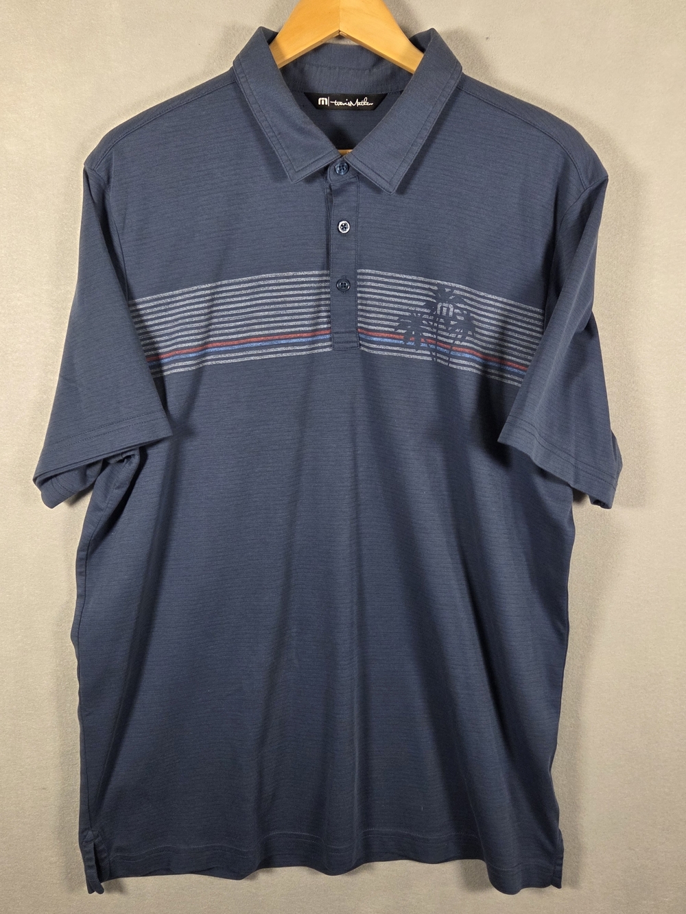 Travis Mathew striped performance polo golf shirt (L505)